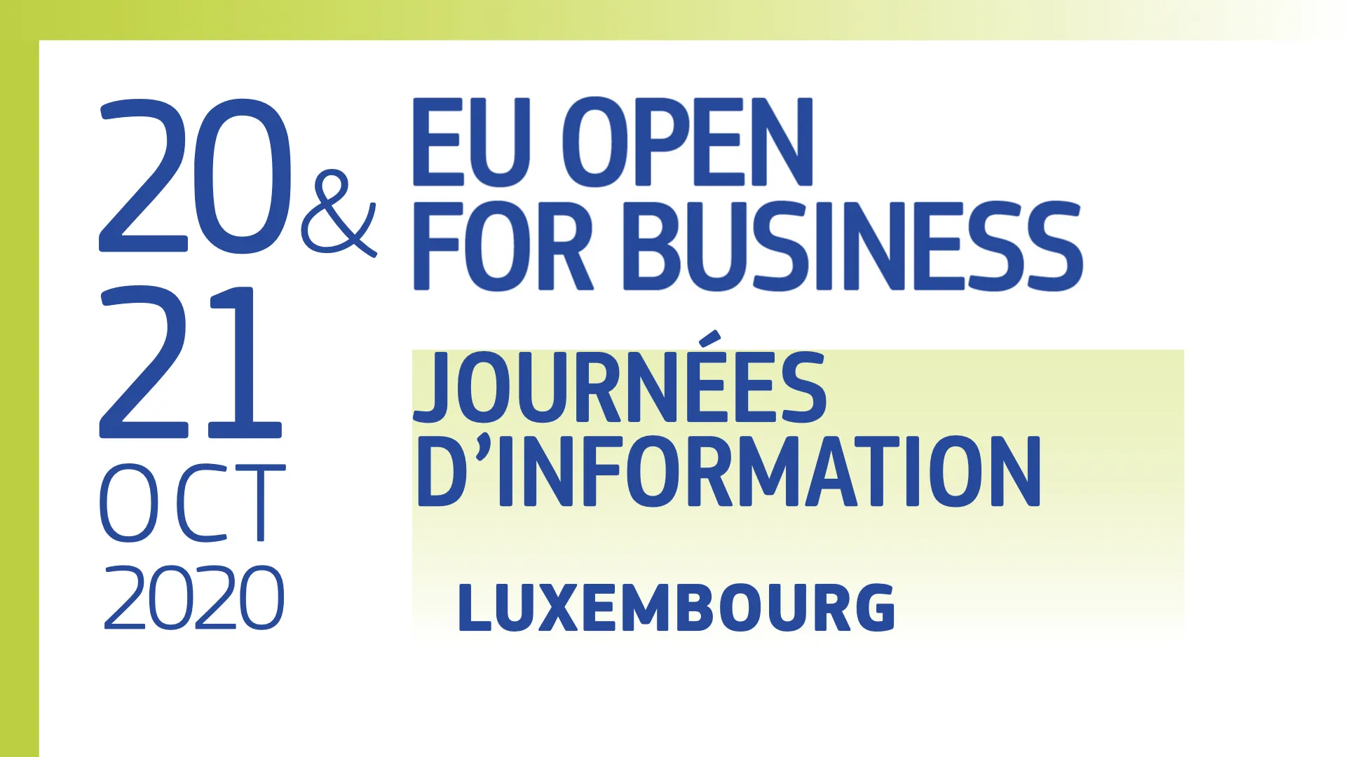 20.10.2020 : L'Union européenne au service des PME - Journée d'information