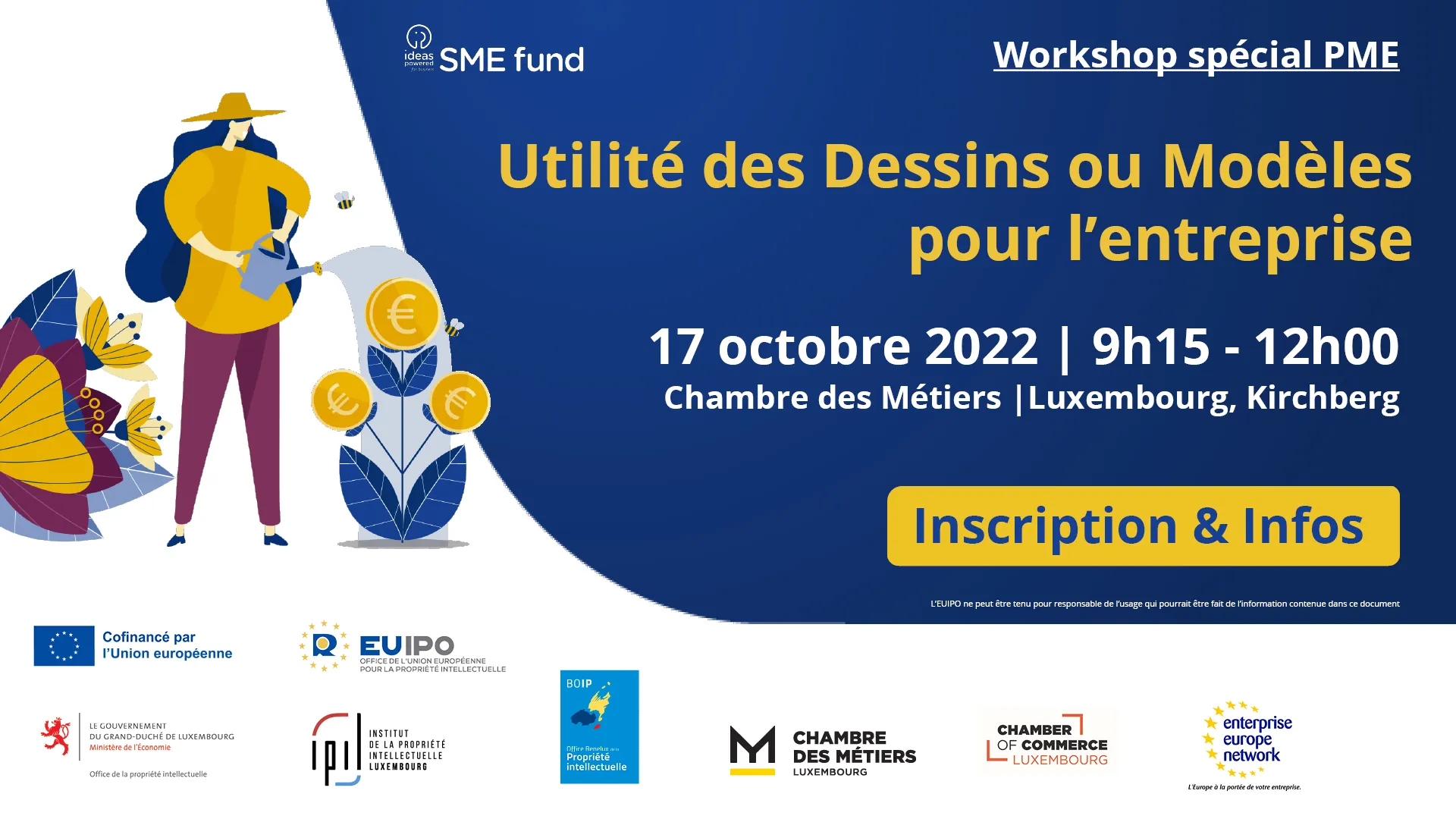 Publicité pour un workshop spécial PME sur l'utilité des dessins et modèles pour l'entreprise