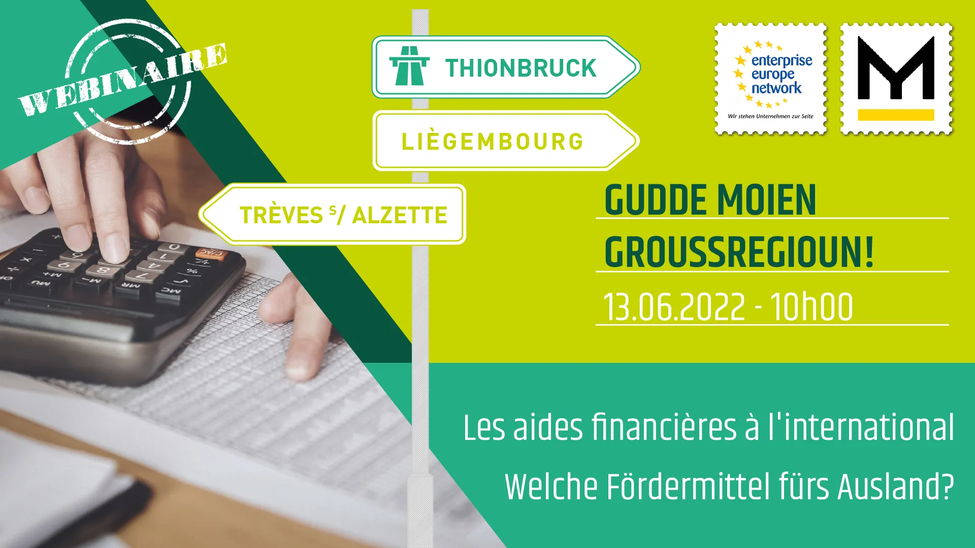 Webinaire : Gudde Moien Groussregioun ! Les aides financières à l’international