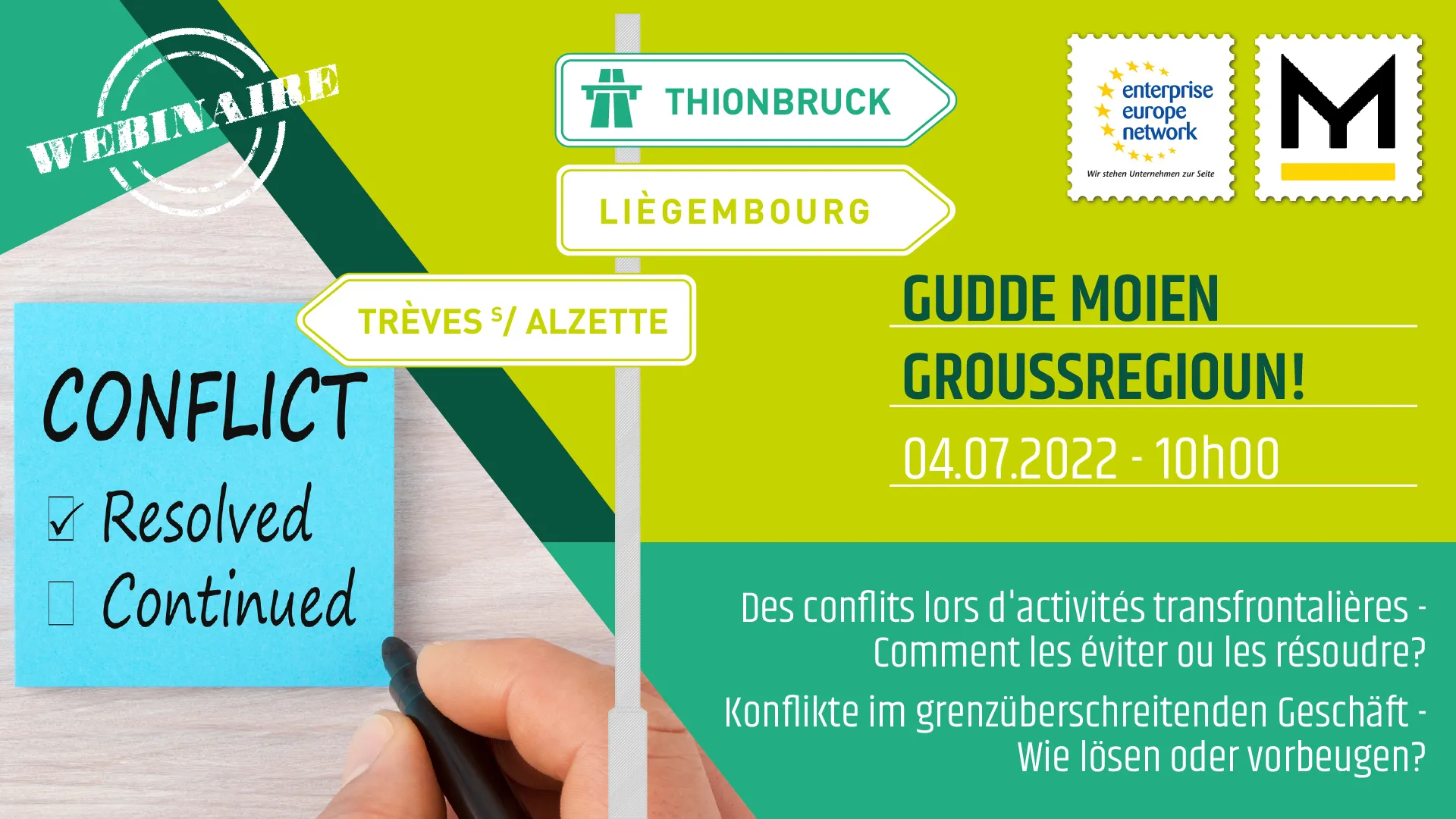Gudde Moien ! Des conflits lors d'activités transfrontalières - Comment les éviter ou les résoudre?