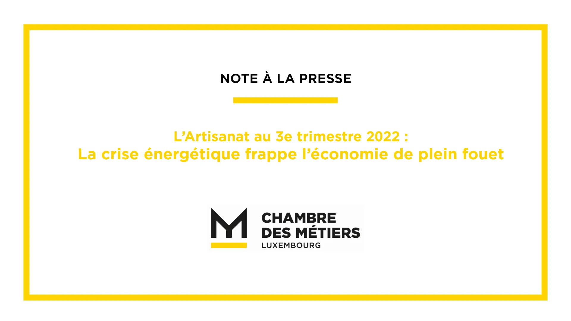 L’Artisanat au 3e trimestre 2022 – la crise énergétique frappe l’économie de plein fouet