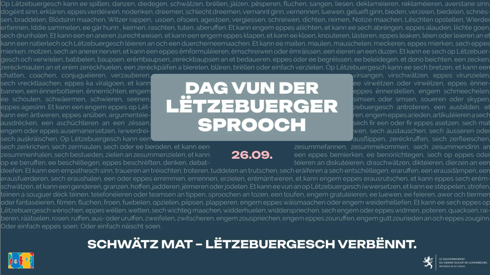 Schwätz mat, Lëtzebuergesch verbënnt. Schwätz mat, Lëtzebuergesch verbënnt.