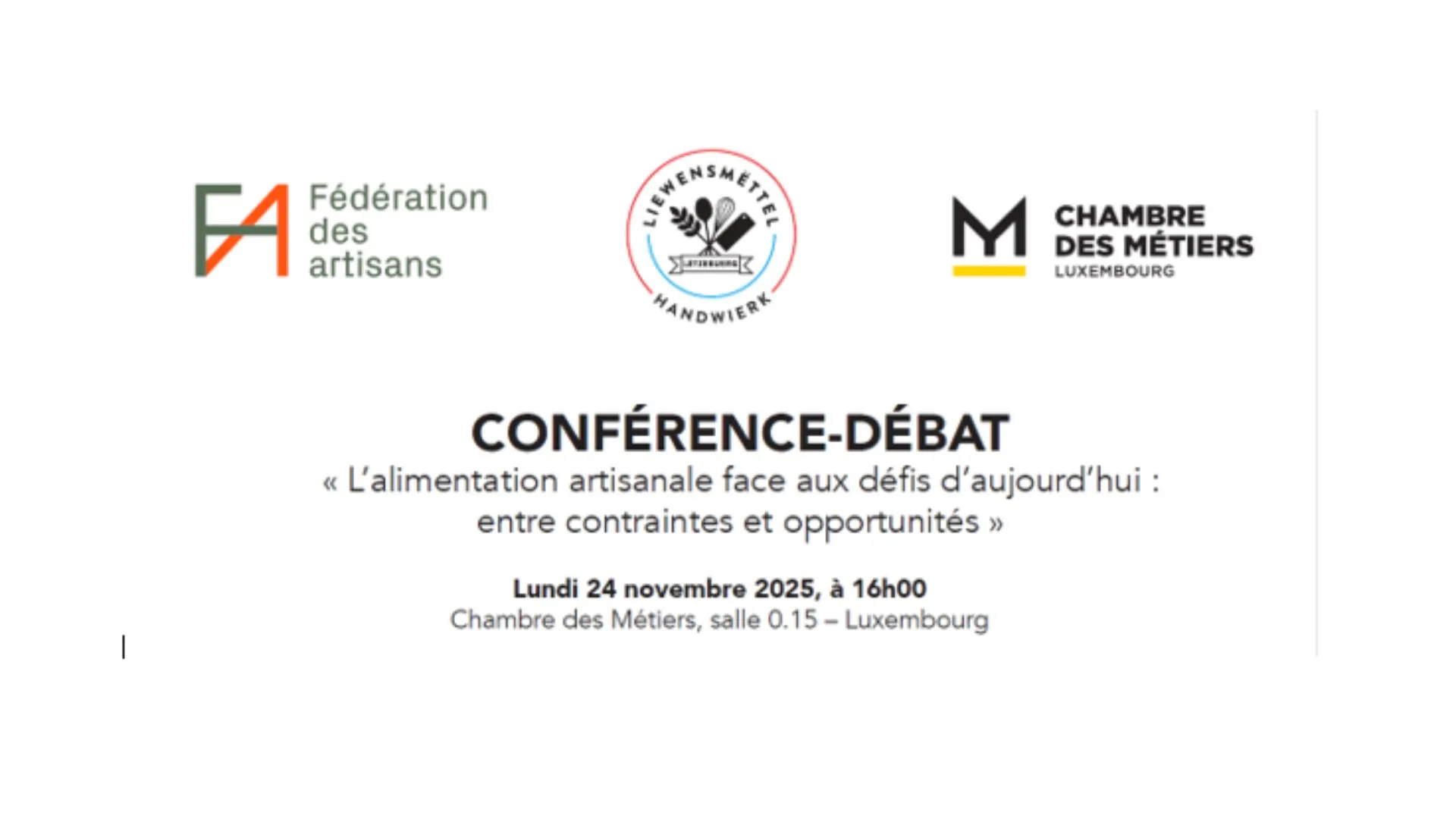Conférence-Débat : L’alimentation artisanale face aux défis d’aujourd’hui