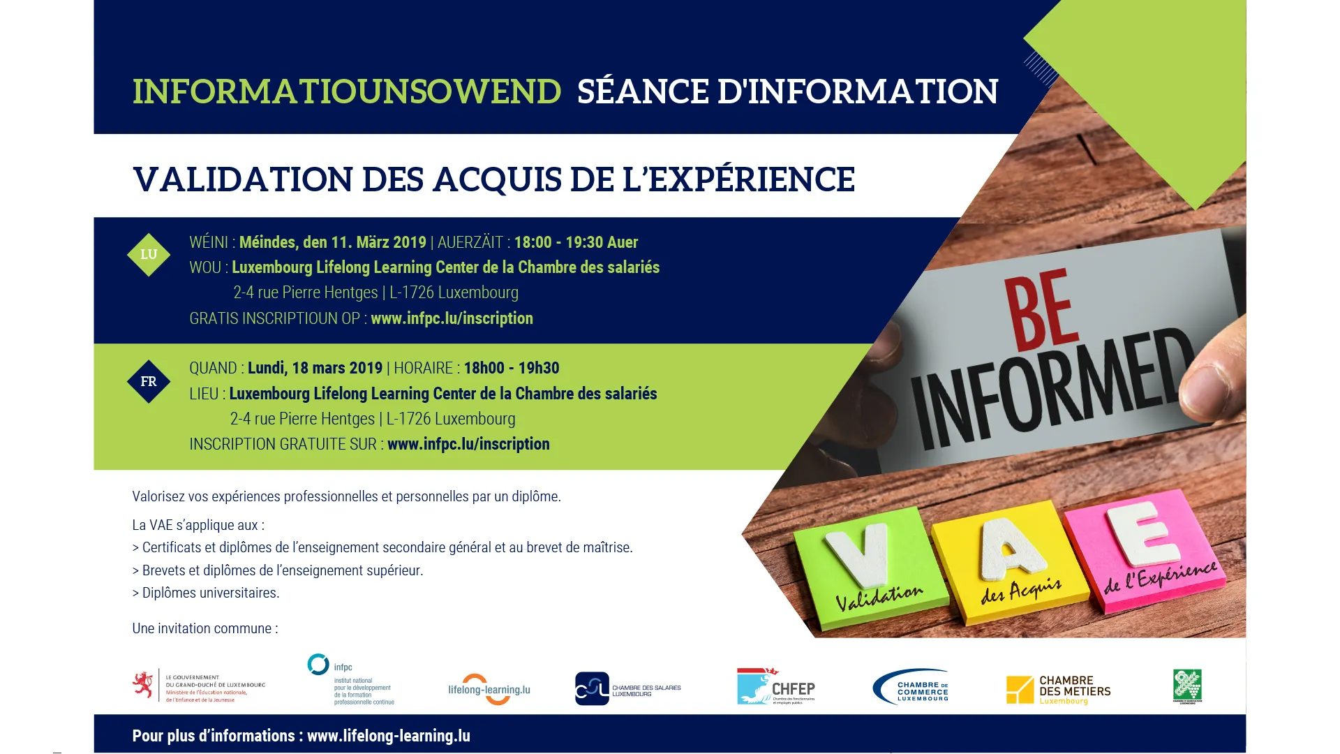 Flyer séance d'information validation des acquis de l'expérience