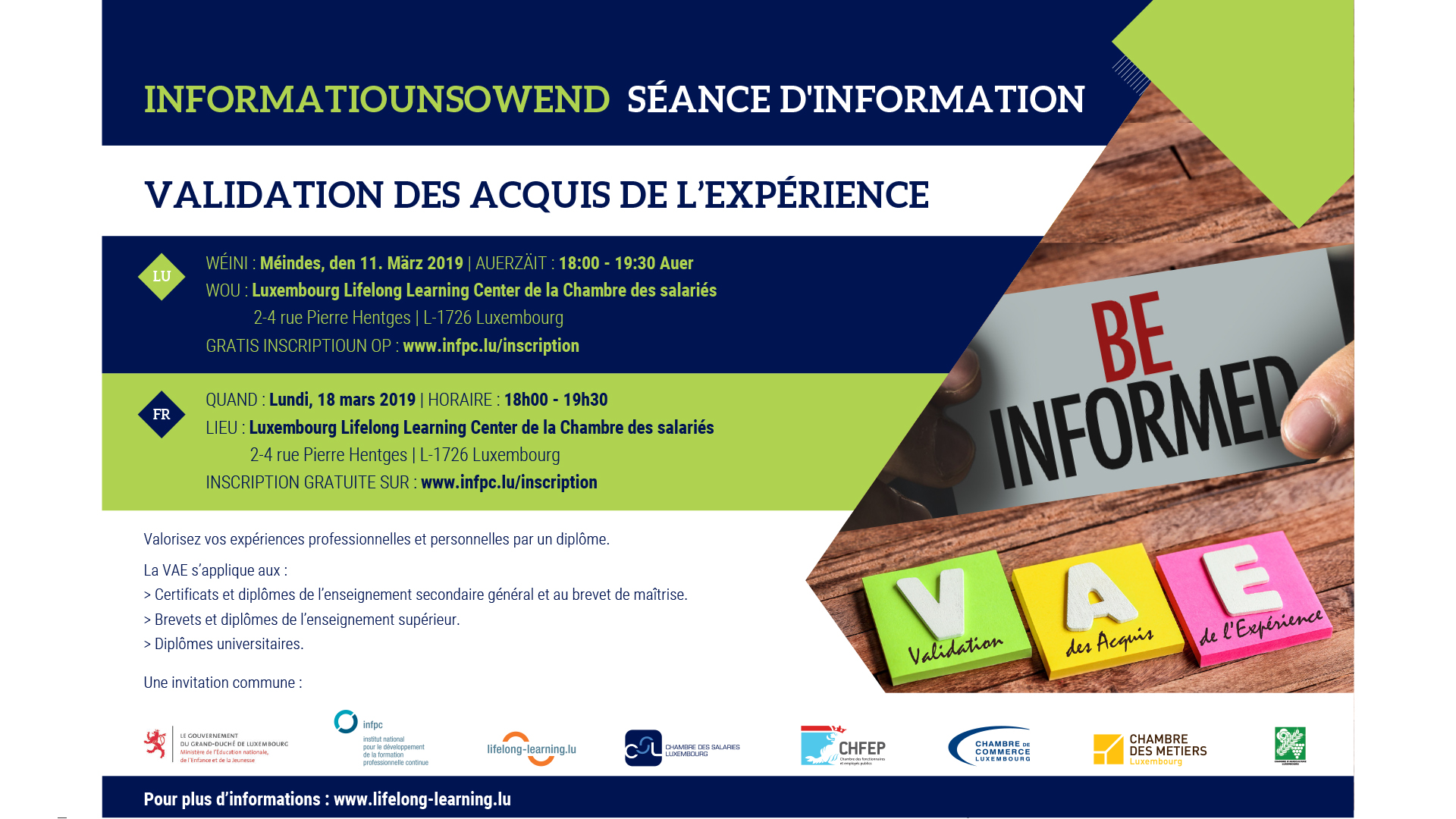 Flyer séance d'information validation des acquis de l'expérience