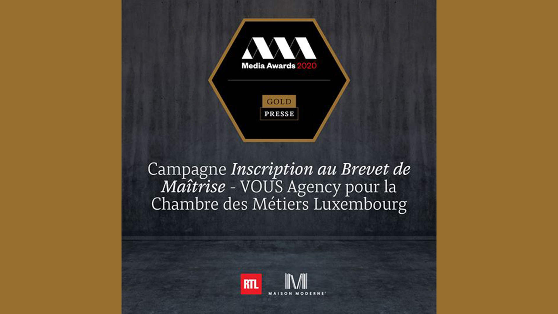 Un Gold Award pour la campagne d'inscription au Brevet de Maîtrise