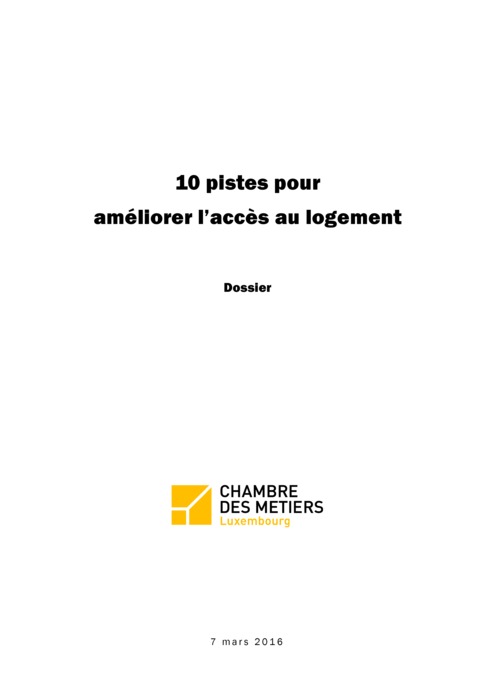 10 pistes pour améliorer l'accès au logement