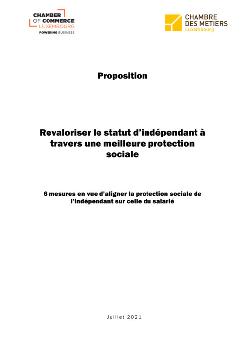 Proposition CC et CdM : Valoriser le statut de l'indépendant